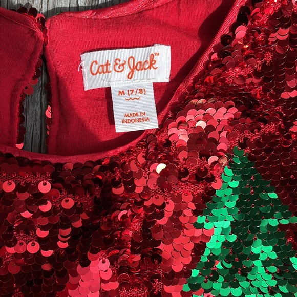 Girls sequence Christmas tree flip dress, size 7/8 - Picture 3 of 7